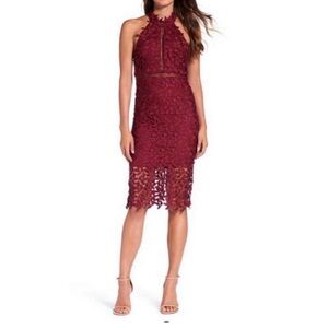Bardot Gemma Halter Dress Burgundy Size 2